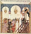 Syrischer Maler um 1300: Maqmt (Versammlungen) des al-Harr, Szene: Ab Zayd predigt in der Morschee von Samarkand (28. Maqmt)