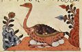 Syrischer Maler um 1335: Buch über die Tiere des al-Jâhiz, Szene: Vogel Strauß