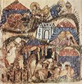 Irakischer Maler um 1230: Maqmt (Versammlungen) des al-Harr, Szene: Das Zeltlager (04. Maqmt)