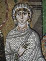 Meister von San Vitale in Ravenna: Chormosaiken in San Vitale in Ravenna, Szene: Kaiserin Theodora und ihr Hof, Detail