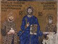 Byzantinischer Mosaizist um 1020: Mosaiken in der Hagia Sophia, Szene: Thronender und segnender Christus zwischen Kaiser Konstantin IX. und Kaiserin Zoe