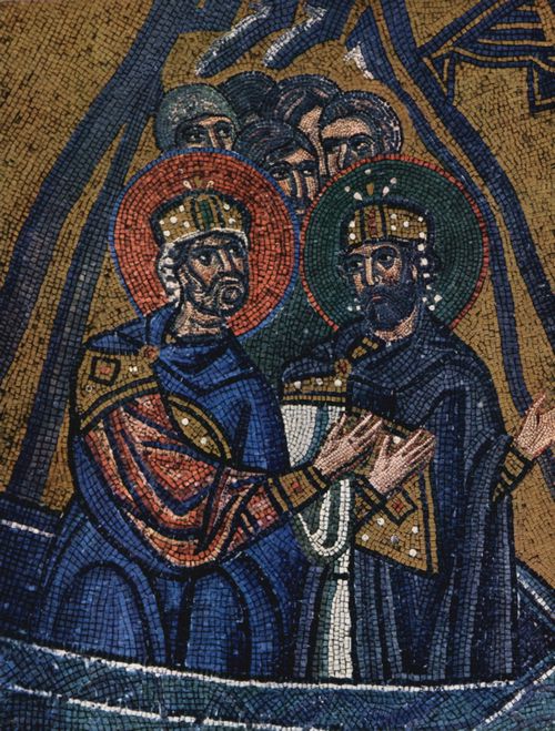 Meister der Nea-Moni-Kirche in Chios: Mosaiken der Kirche Nea Moni in Chios, Szene: Hllenfahrt Christi, Detail: auferstandene biblischen Knige