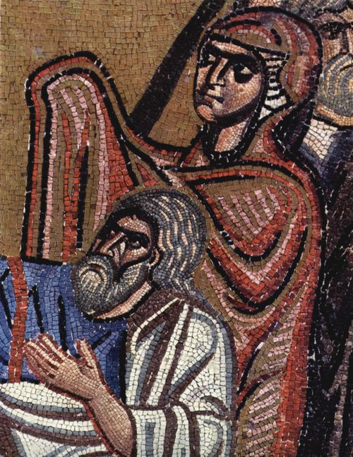 Meister der Nea-Moni-Kirche in Chios: Mosaiken der Kirche Nea Moni in Chios, Szene: Hllenfahrt Christi, Detail: Adam und Eva, auferstanden