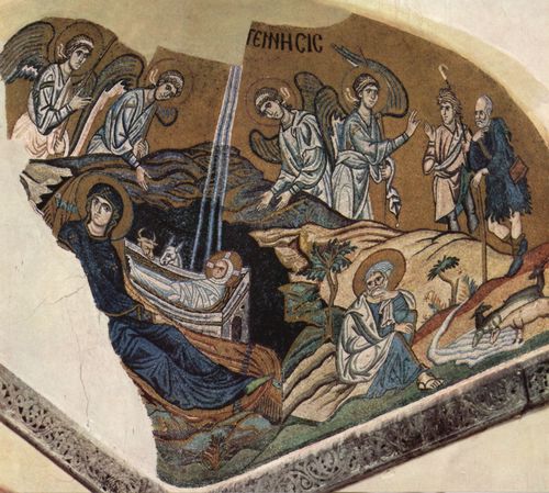 Meister von Daphni: Mosaiken der Kirche von Daphni, Szene: Christi Geburt