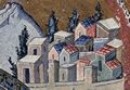 Meister der Kahriye-Cami-Kirche in Istanbul: Mosaiken der Kirche Kahrié-Djami in Istanbul, Szene: Die Stadt Nazareth, Detail