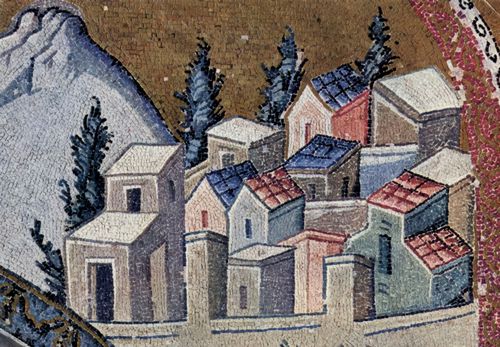 Meister der Kahriye-Cami-Kirche in Istanbul: Mosaiken der Kirche Kahri-Djami in Istanbul, Szene: Die Stadt Nazareth, Detail