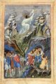 Meister der Bibel des Patrice Lon: Bibel des Patrice Lon, Szene: Moses empfngt die Gesetzestafeln auf dem Berge Sinaii