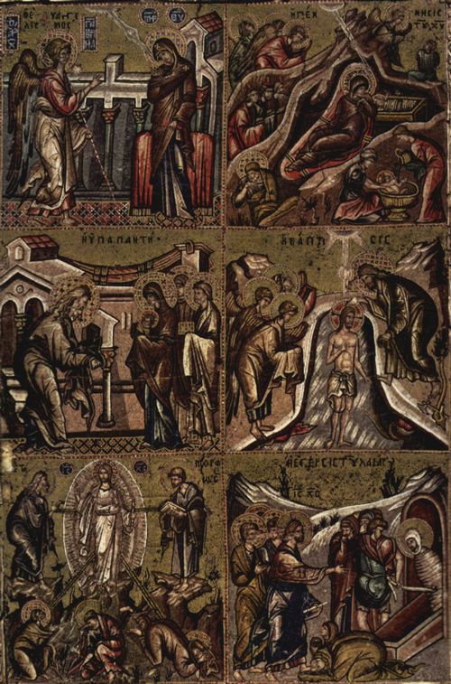 Meister des Mosaiks der groen Kirchenfeiertage: Sechs Szenen aus dem Leben Christi, die sechs von zwlf kirchlichen Feiertagen des Jahres entsprechen