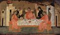 Meister der Ikone der Trinitt: Besuch der drei Engel bei Abraham und deren Bewirtung