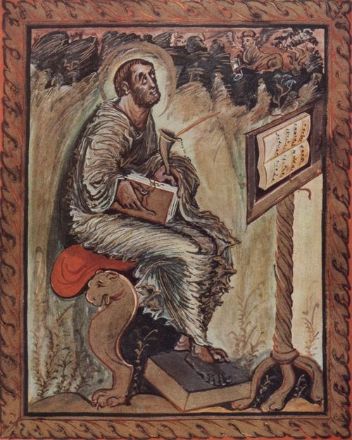 Meister der Neuen Hofschule Karls des Groen: Evangeliar des Ebos von Reims, Szene: Hl. Lukas, Evangelist