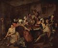 Hogarth, William: Gemäldefolge »Der Lebensweg eines Wüstlings«, Szene: Szene in einer Schenke