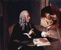 Liotard, Jean-Étienne: Porträt des François Tronchin mit seinem Rembrandt-Gemälde