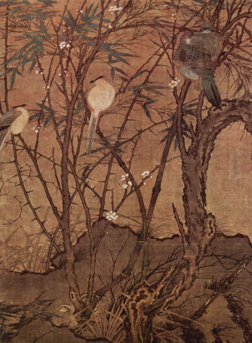 Chinesischer Maler des 12. Jahrhunderts (III): Vgel in einem Bambus- und Pflaumenbaumdickicht