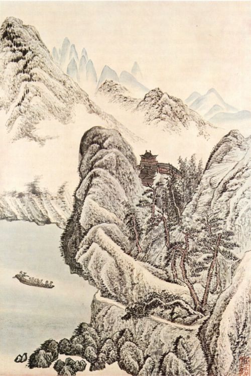 Wu Li: Bootsfahrt auf dem Fluss unterhalb eines buddhistischen Tempels
