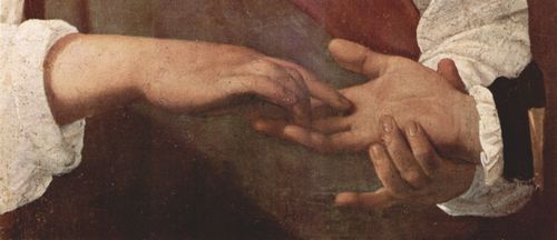 Caravaggio, Michelangelo: Die Wahrsagerin, Detail: Hnde (der Raub des Ringes)
