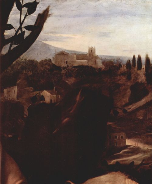 Caravaggio, Michelangelo: Die Opferung Isaak's, Detail: Landschaft