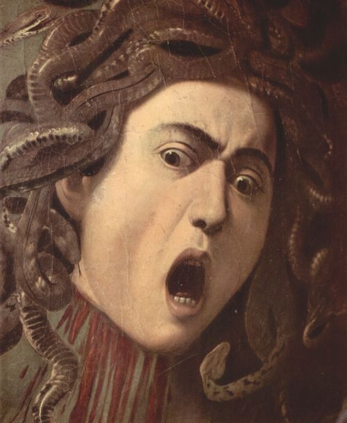 Caravaggio, Michelangelo: Das Haupt der Medusa, Tondo, Detail