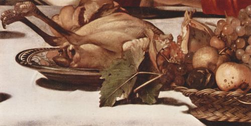 Caravaggio, Michelangelo: Christus in Emmaus, Detail: Frchte und Geflgel