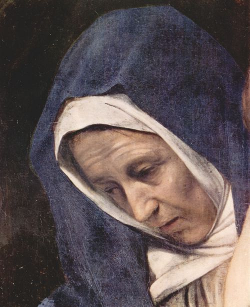 Caravaggio, Michelangelo: Grablegung Christi, Detail: Kopf der Maria