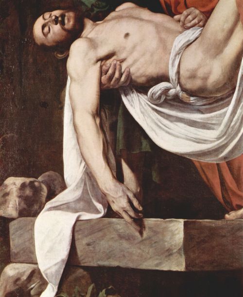 Caravaggio, Michelangelo: Grablegung Christi, Detail: Christus