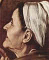 Caravaggio, Michelangelo: Altargemlde der Cavaletti-Kapelle in Sant' Agostino in Rom, Szene: Madonna der Pilger, Detail: Kopf der Pilgerin