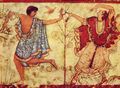 Etruskischer Meister: Zwei Tänzer, Detail