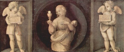 Raffael: Baglioni-Altar, Haupttafel, Predella mit Darstellung der Kardinaltugenden, Szene: Die Hoffnung (Spes) und zwei Engel