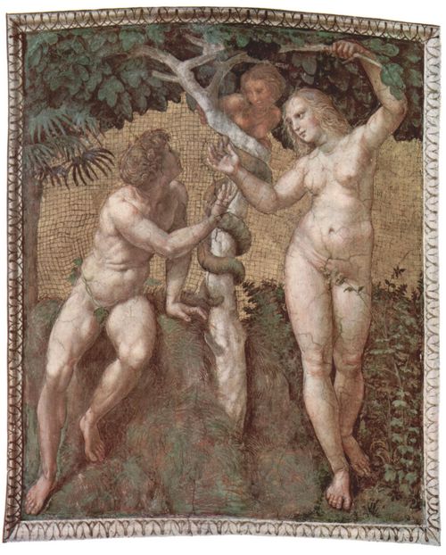 Raffael: Stanza della Segnatura im Vatikan fr Papst Julius II., Deckenfresko, Detail, Szene: Adam und Eva