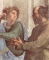 Raffael: Stanza della Segnatura im Vatikan für Papst Julius II., Wandfresko: Die Schule von Athen, Detail: Sokrates und Xenophon