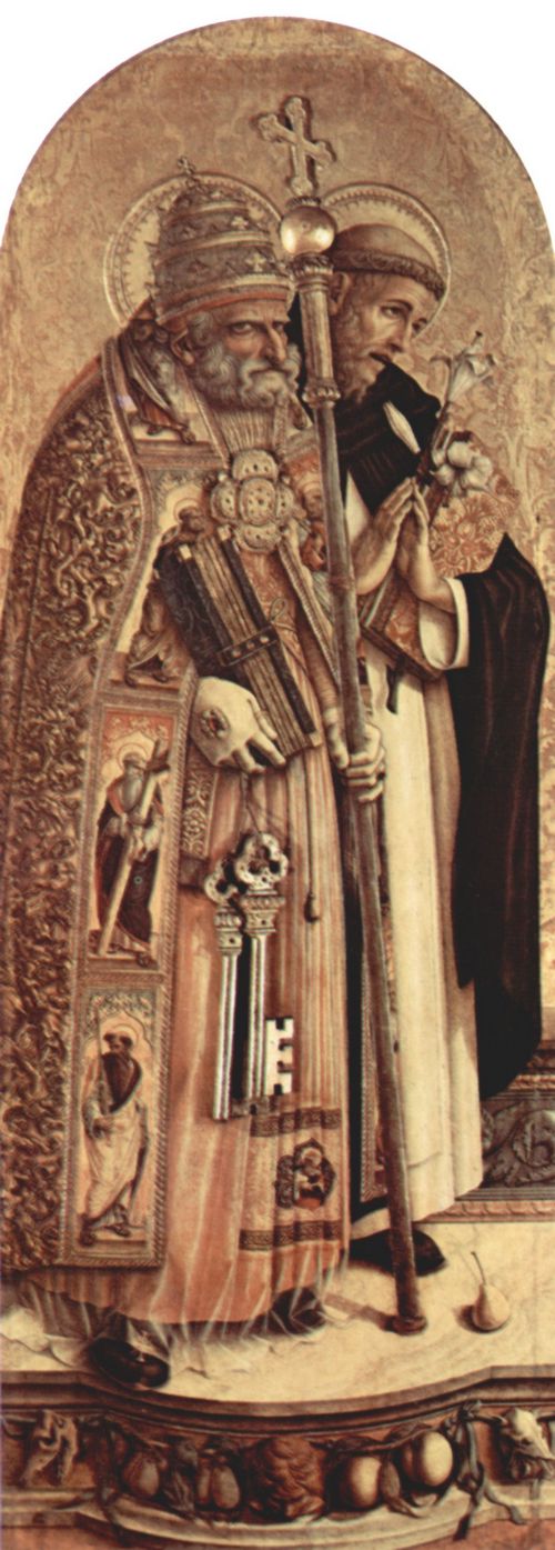 Crivelli, Carlo: Altartriptychon, linke Tafel: Hl. Petrus und Hl. Dominikus