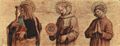 Crivelli, Carlo: Altartriptychon, linke Predellatafel: Hl. Jacobus d.Ä., Hl. Berhardin von Siena, Hl. Nikodemus