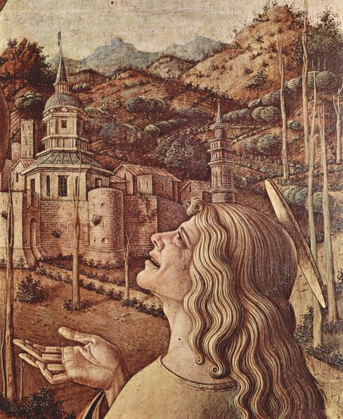Crivelli, Carlo: Altar aus dem Dom von Camerino, Szene: Kreuzigung, Detail: Weinender Hl. Johannes