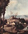 Giorgione: Der Mosesknabe vor dem Pharao, Szene: Feuerprobe des Mosesknaben, Detail: Landschaft