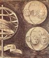Giorgione: Fries mit Grisaille-Fresken zu den Artes Liberalis im Casa Pellizzari in Castelfranco Veneto, Szene: Globus, Mond, Sonne (Astronomie)