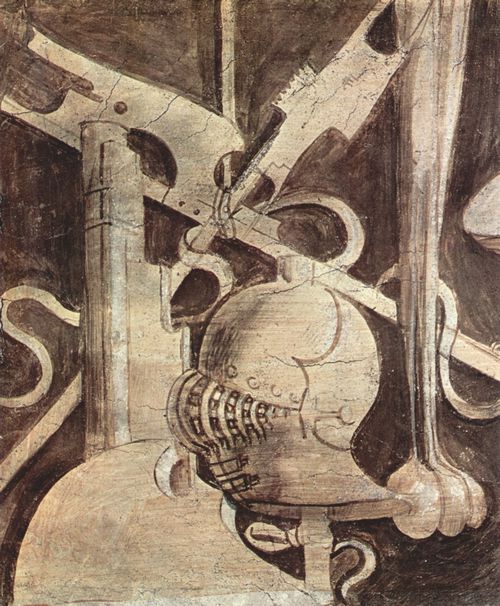 Giorgione: Fries mit Grisaille-Fresken zu den Artes Liberalis und Artes Mechanicae im Casa Pellizzari in Castelfranco Veneto, Szene: Rstungen