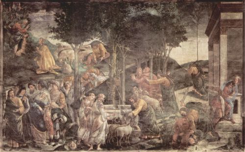 Botticelli, Sandro: Fresken in der Sixtinischen Kapelle in Rom, Szene: Die Jugend des Moses