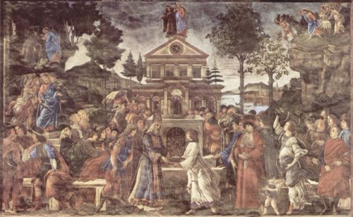 Botticelli, Sandro: Fresken in der Sixtinischen Kapelle in Rom, Szene: Die Versuchung Christi