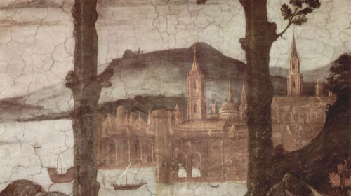 Botticelli, Sandro: Fresken in der Sixtinischen Kapelle in Rom, Szene: Die Versuchung Christi, Detail
