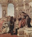 Botticelli, Sandro: Die Verleumdung, Detail: Apelles wird vor dem schlecht beratenen Richter verleumdet