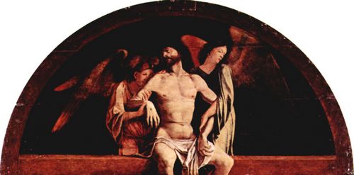 Lotto, Lorenzo: Altar der Santa Cristina al Tiverone, Lnettenbekrnung der Haupttafel: Engelpiet
