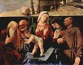 Lotto, Lorenzo: Thronende Madonna und Heilige, links: Hl. Hieronymus und Hl. Petrus, rechts: Hl. Klara und Hl. Franziskus