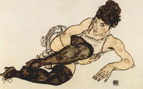 Schiele, Egon: Frau mit grnen Strmpfen