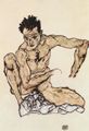 Schiele, Egon: Hockender männlicher Akt (Selbstporträt)