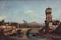 Canaletto (II): Capriccio Veneto, Fluss, Brücke und mittelalterliches Stadttor