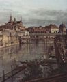 Canaletto (II): Ansicht von Dresden, Der alte Wassergraben des Zwingers, von der Orangerie Richtung Stadt aus gesehen, Detail