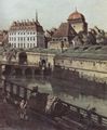 Canaletto (II): Ansicht von Dresden, Die Festungswerke in Dresden, Festungsgraben mit Brücke zwischen Wilschen Tor und Postmeilensäule, Detail
