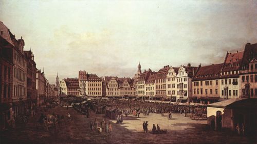 Canaletto (II): Ansicht von Dresden, Der Altmarkt von der Seegasse aus
