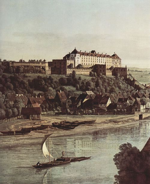 Canaletto (II): Ansicht von Pirna, Pirna von den Weinbergen bei Prosta aus, mit Festung Sonnenstein, Detail