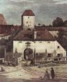 Canaletto (II): Ansicht von Pirna, Pirna von der Südseite aus gesehen, mit Befestigungsanlagen und Obertor (Stadttor) sowie Festung Sonnenstein, Detail