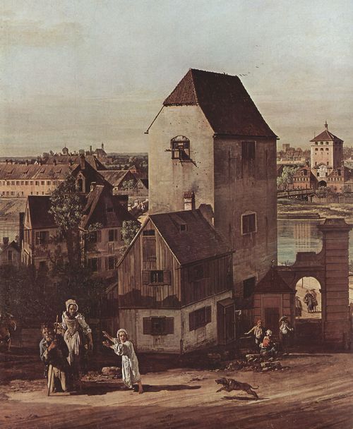 Canaletto (II): Ansicht von Mnchen, Das Brckentor und die Isar, Mnchen von Heidhausen aus gesehen, Detail